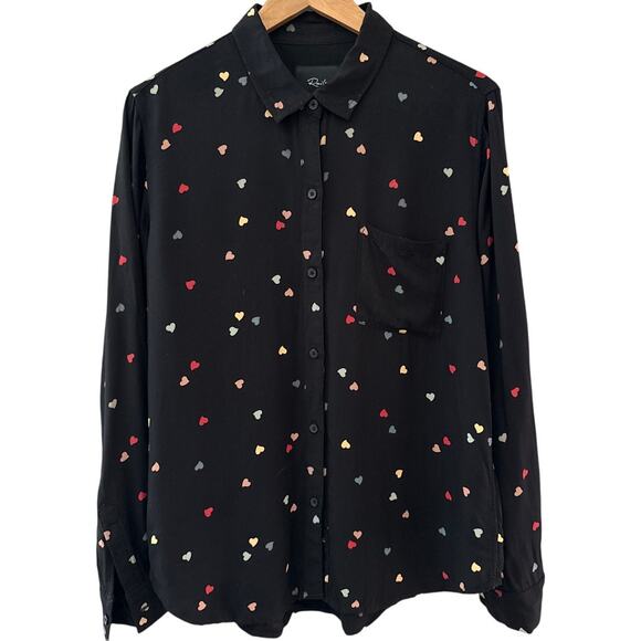 Rails Rocsi Rainbow Sweetheart Long Sleeve Button Front Top Size Medium - Picture 2 of 10